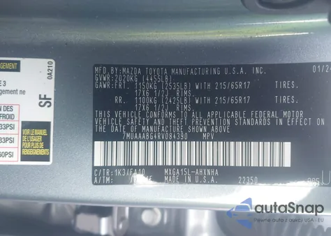 2024 Toyota Corolla Cross L из США, поврежденный, VIN 7MUAAABG4RV084390